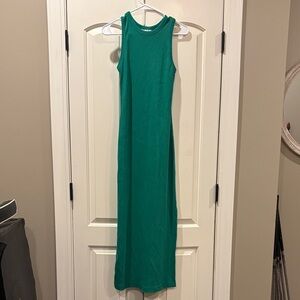 Target green ribbed maxi dress with side slits sz medium